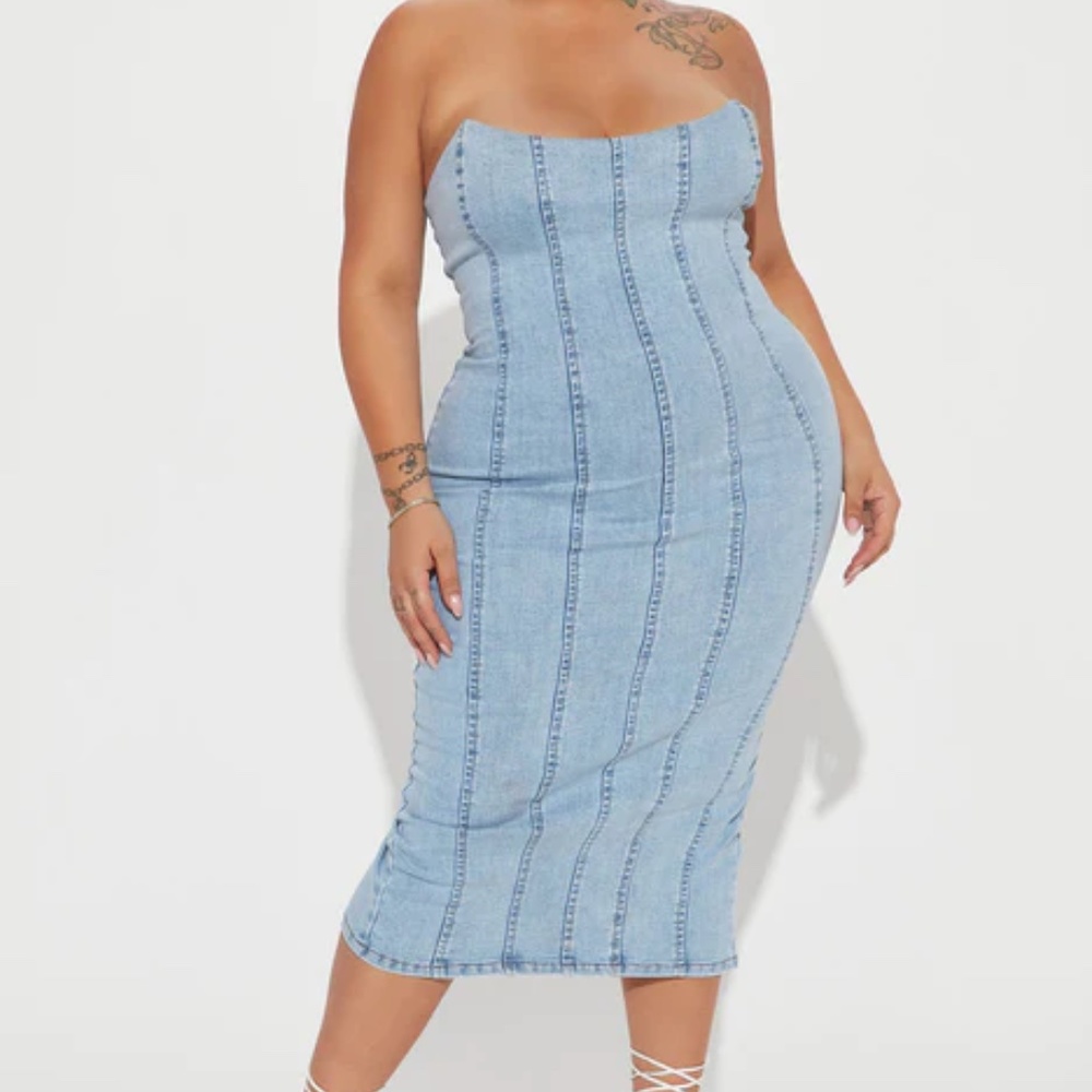 Fashion Nova Hottie Denim Midi Dress NWT Size 3X